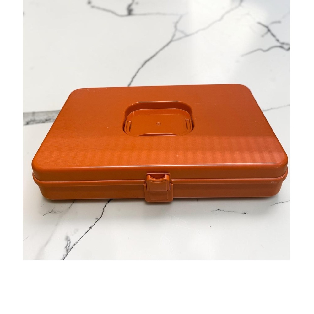 Wil-Hold Sewing Caddy Bobbin Spool Organizer‎ Vintage Orange Plastic USA Made